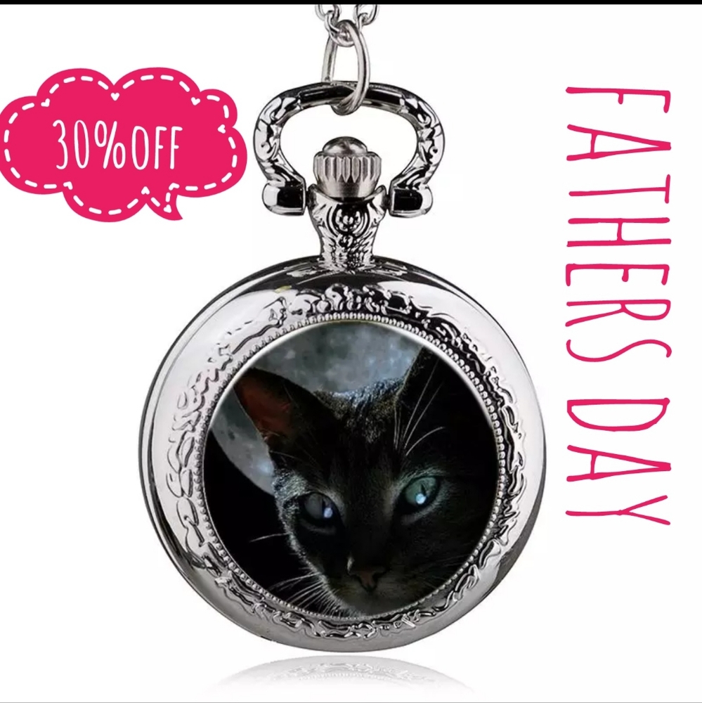 NWOTQuartz Cat Pocket Watch Chain